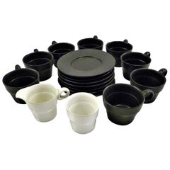 Vintage Modern Black White Coffee Set Bennington Potteries of Vermont David Gil 1960s