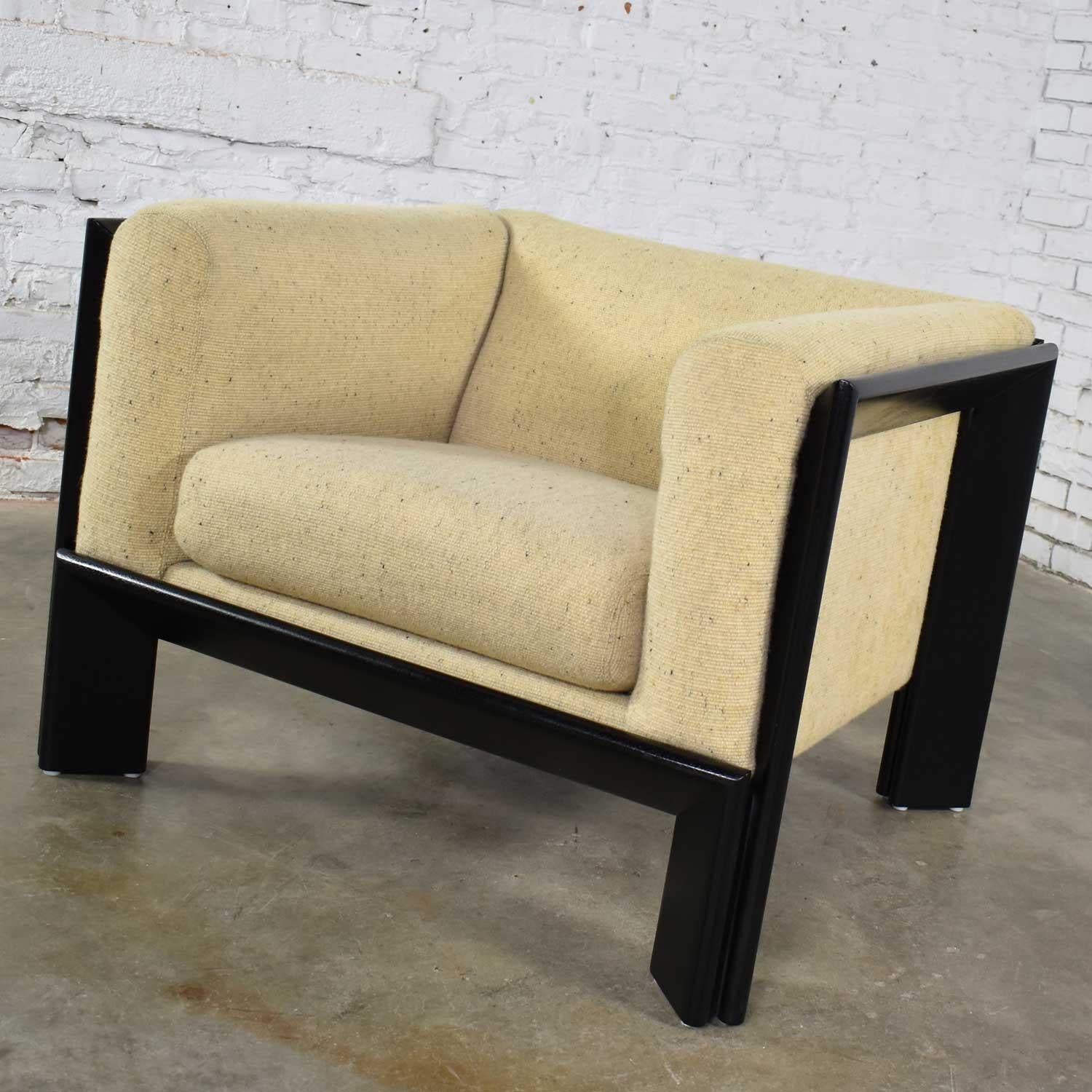 American Modern Black and White Cube Club Lounge Chair Metropolitan Furniture Co.