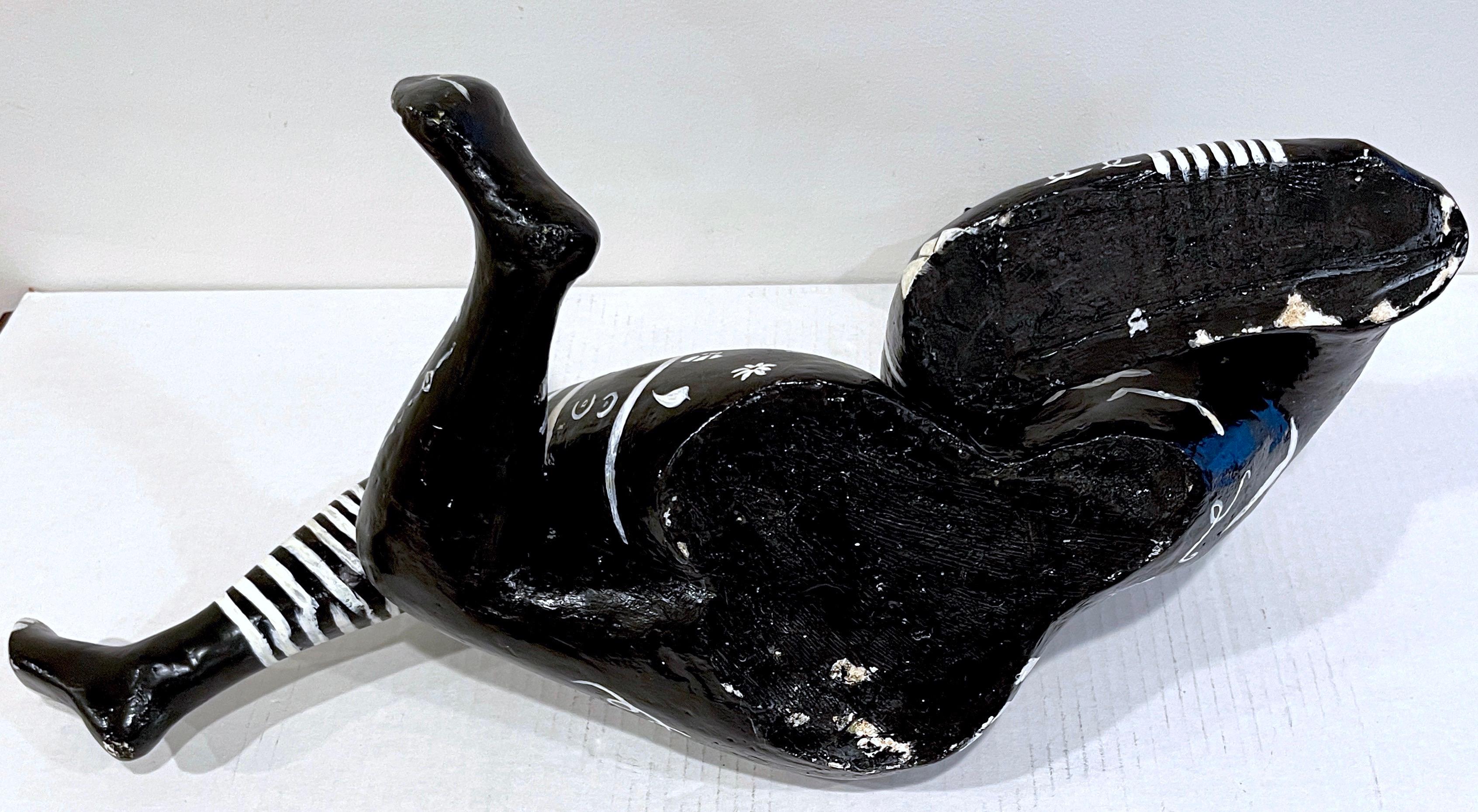 Modern Black & White Sculpture of a Reclining Tribal Tattooed African Queen For Sale 10