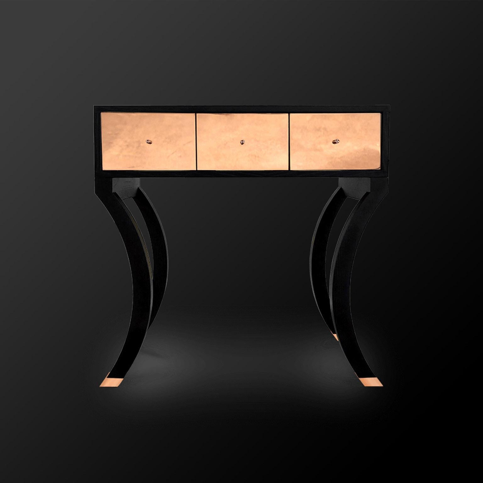 copper console table