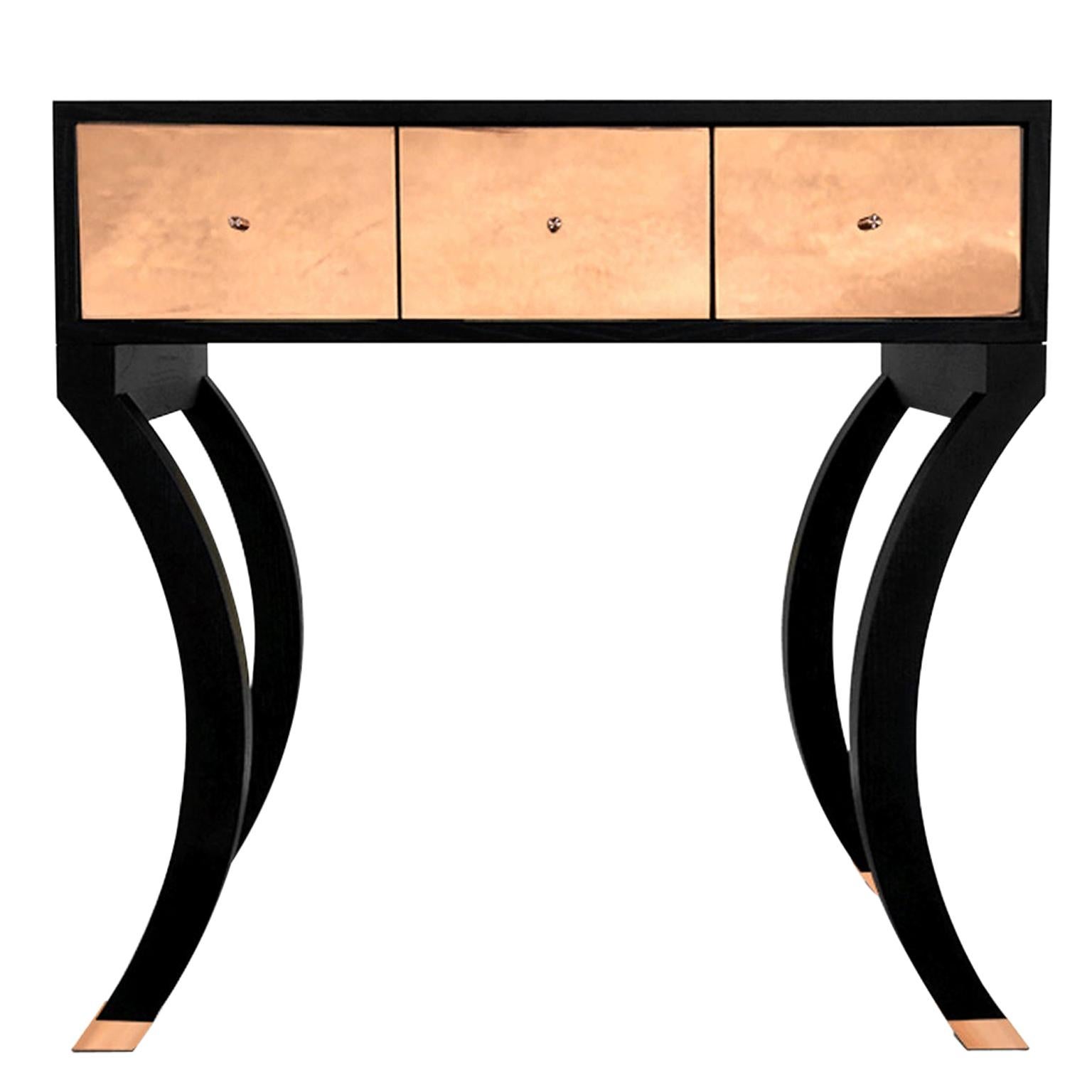 Modern Black, Copper Console with Curved base For Sale