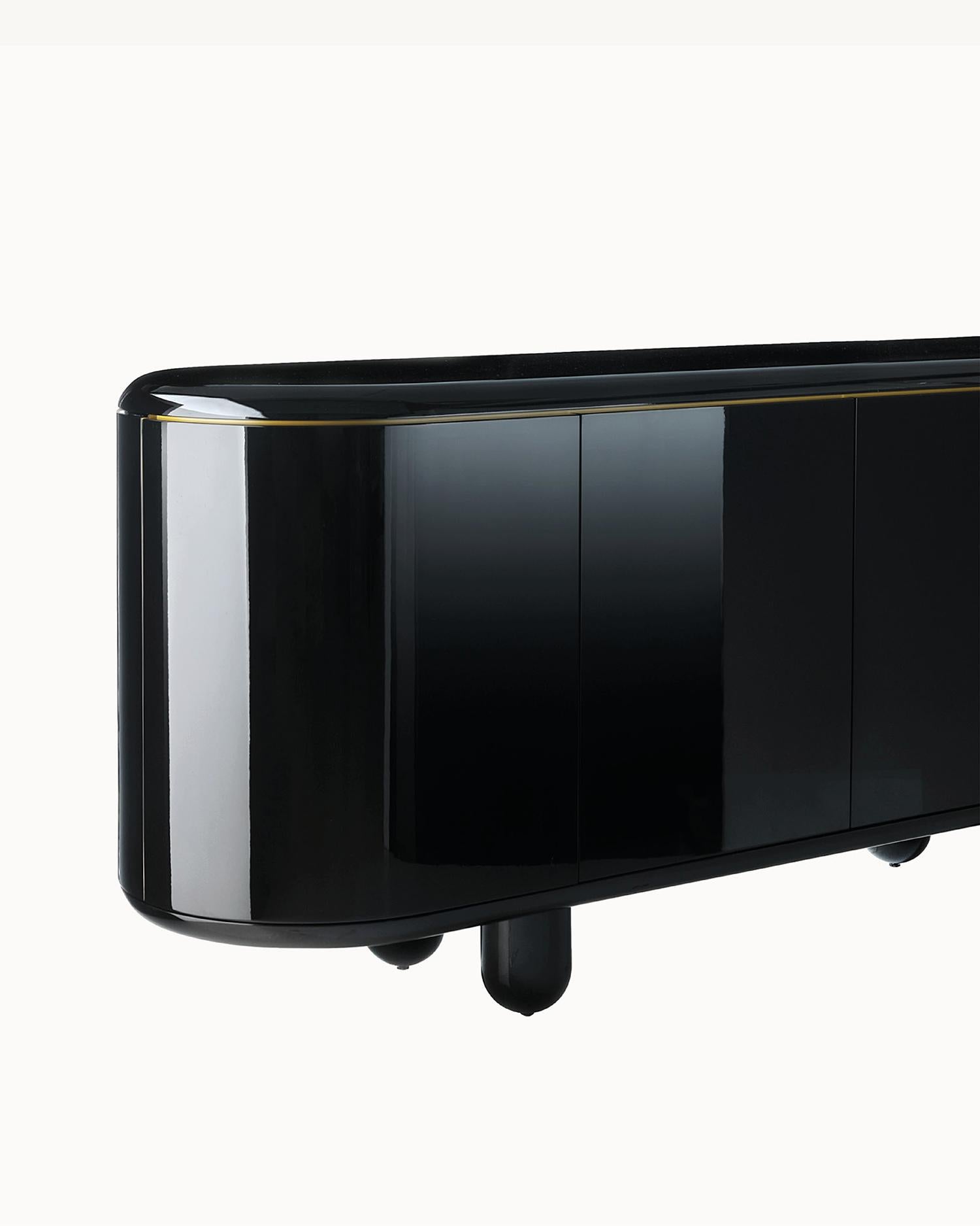 Organic Modern Contemporary black, yellow lacquered wood sideboard with shelves by Jaime Hayon  For Sale