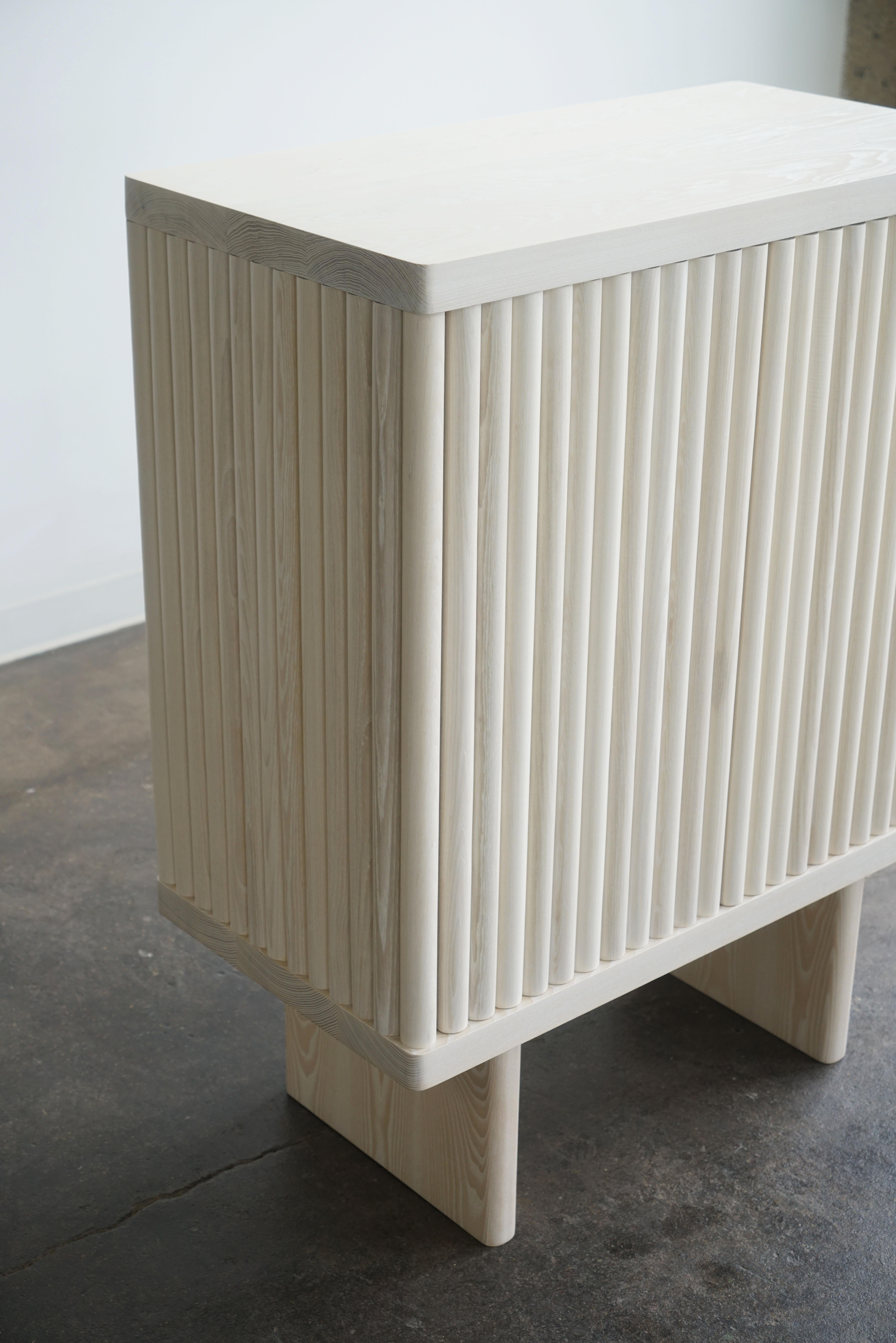 Contemporary Modern Bleached Ash Fluted Dry Bar Cabinet by Last Workshop, Custom Options For Sale
