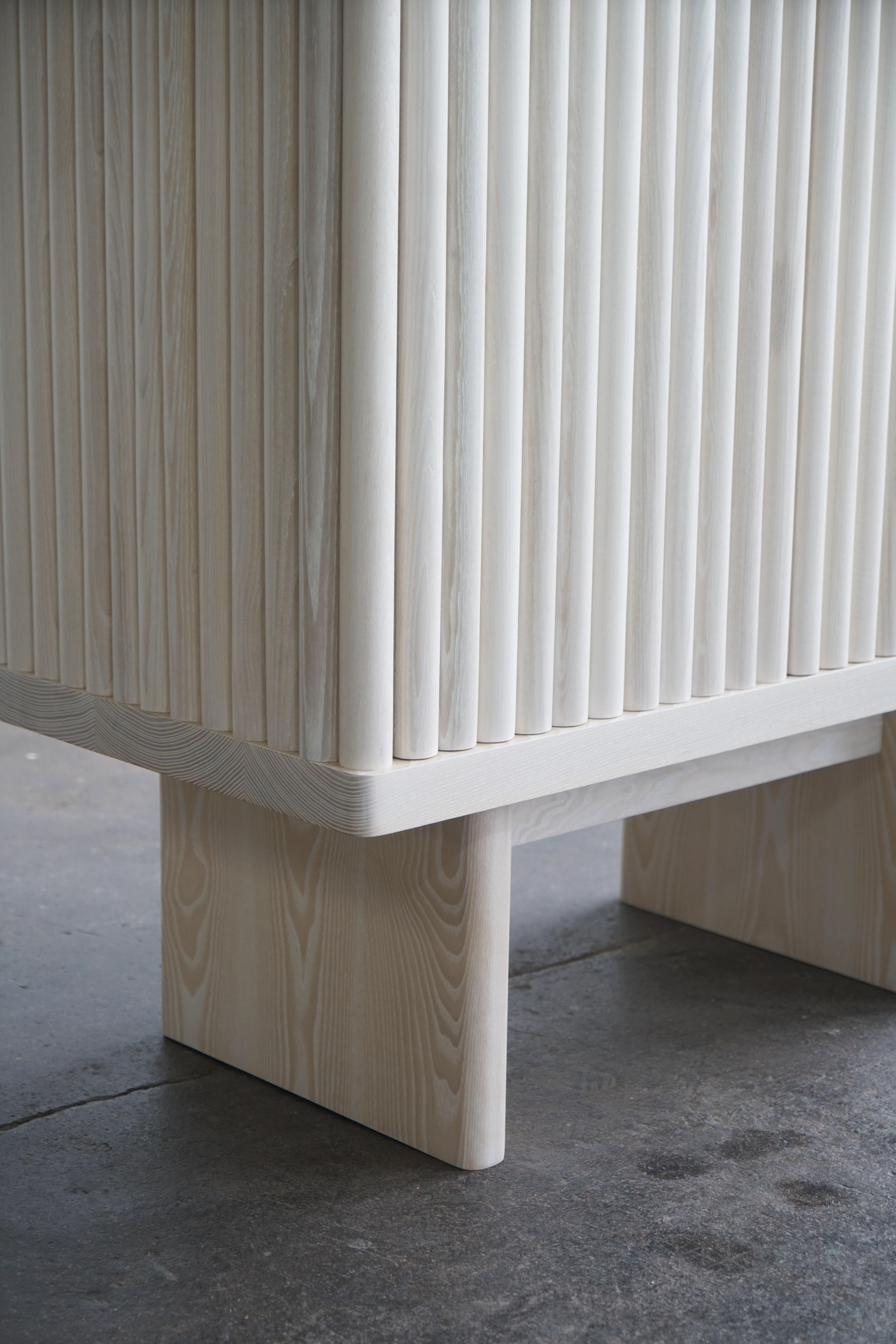 Modern Bleached Ash Fluted Dry Bar Cabinet by Last Workshop, Custom Options For Sale 1