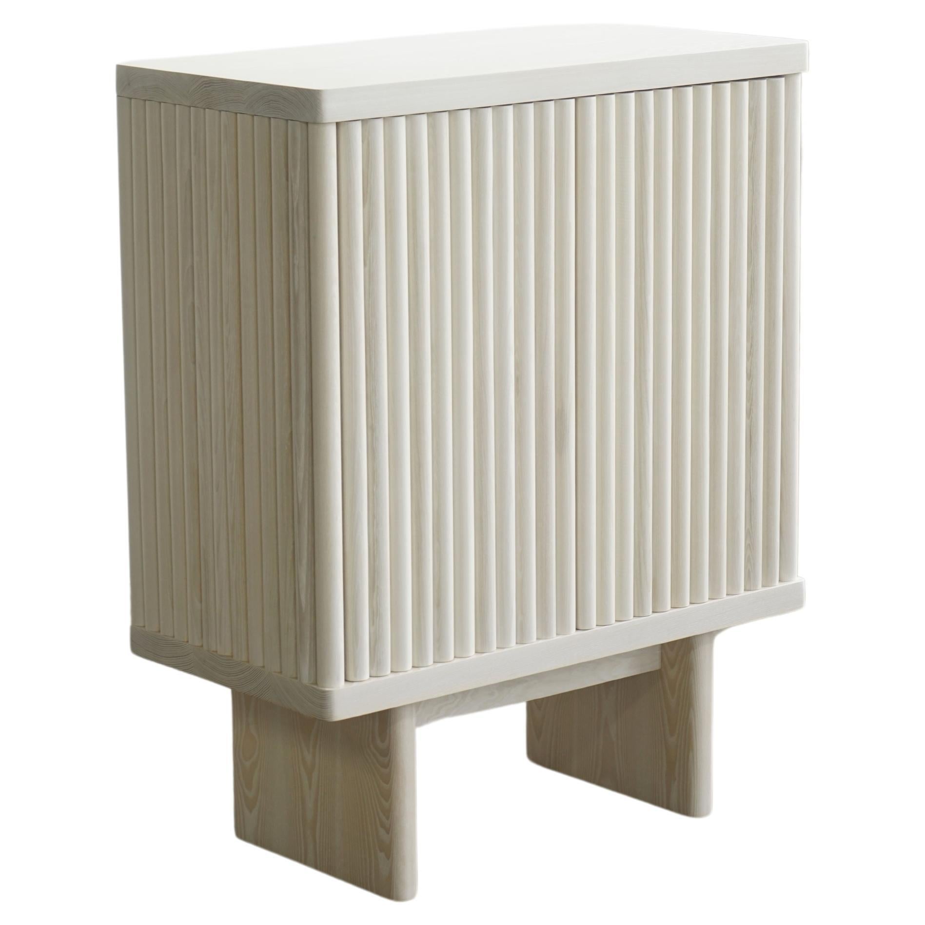 Modern Bleached Ash Fluted Dry Bar Cabinet by Last Workshop, Custom Options For Sale