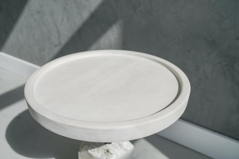 Modern Bleached Maple and Alabaster Side Table by Swell Studio For Sale ...
