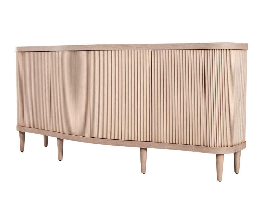 Modern Bleached Washed Fluted Tambour Front Sideboard Credenza For Sale 4