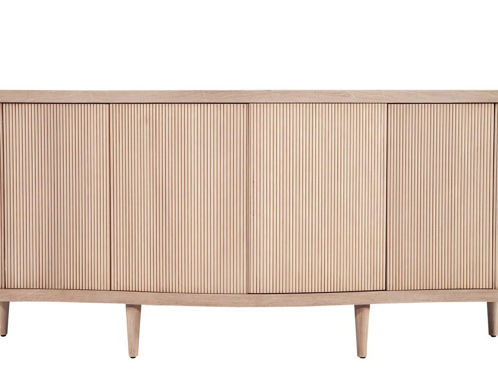 Modern Bleached Washed Fluted Tambour Front Sideboard Credenza For Sale 5