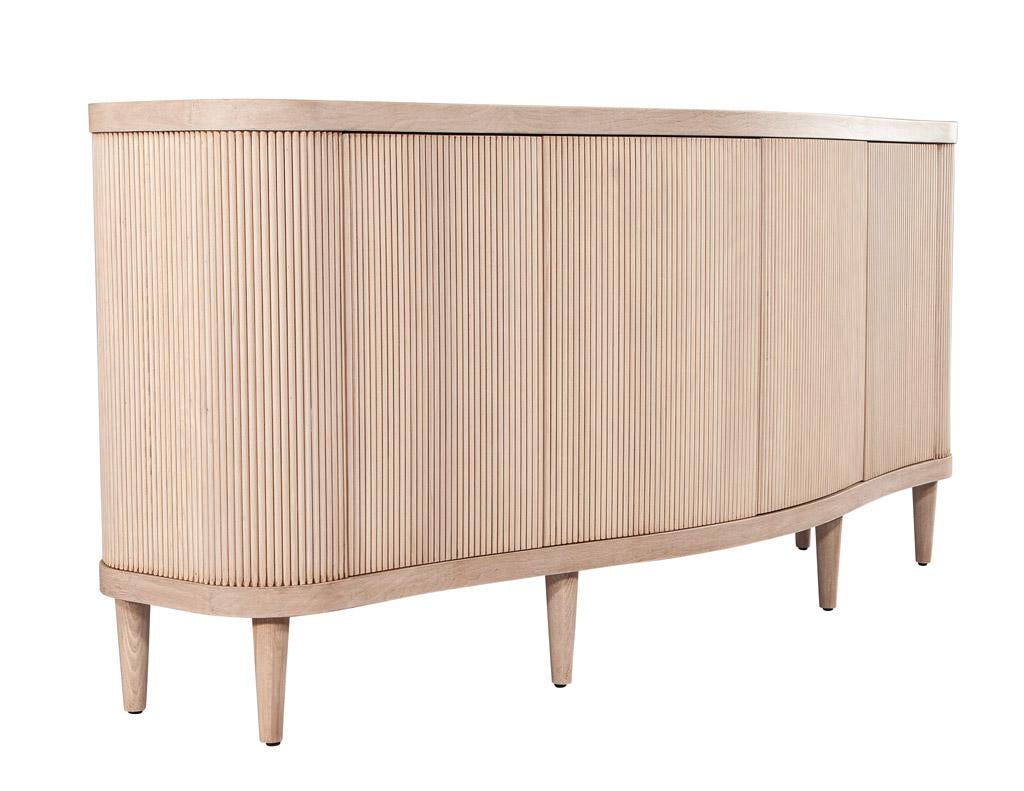 Modern Bleached Washed Fluted Tambour Front Sideboard Credenza For Sale 6
