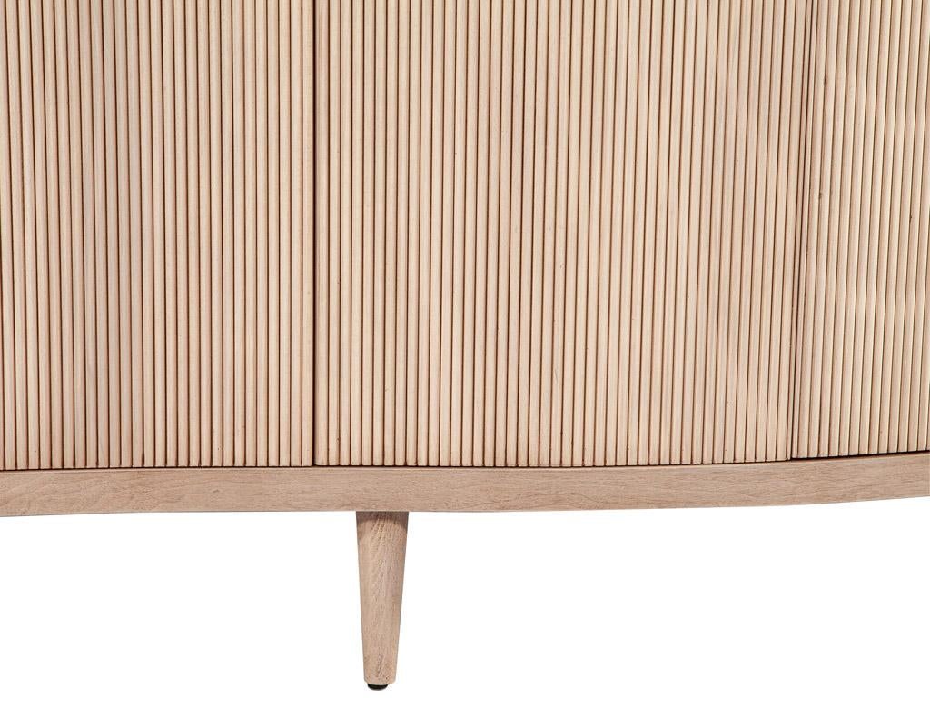 Modern Bleached Washed Fluted Tambour Front Sideboard Credenza For Sale 8