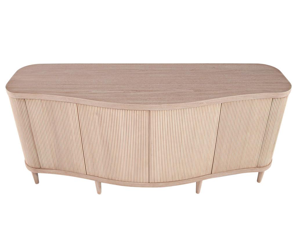 Modern Bleached Washed Fluted Tambour Front Sideboard Credenza For Sale 11