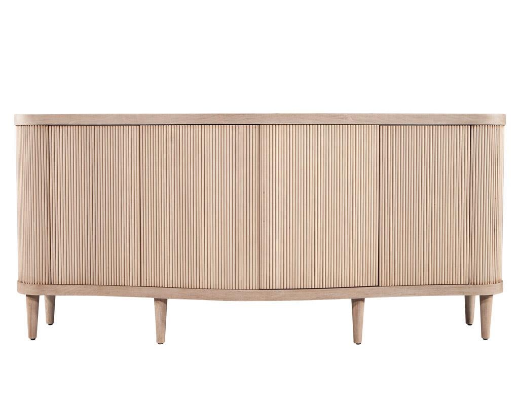 Modern Bleached Washed Fluted Tambour Front Sideboard Credenza In New Condition For Sale In North York, ON