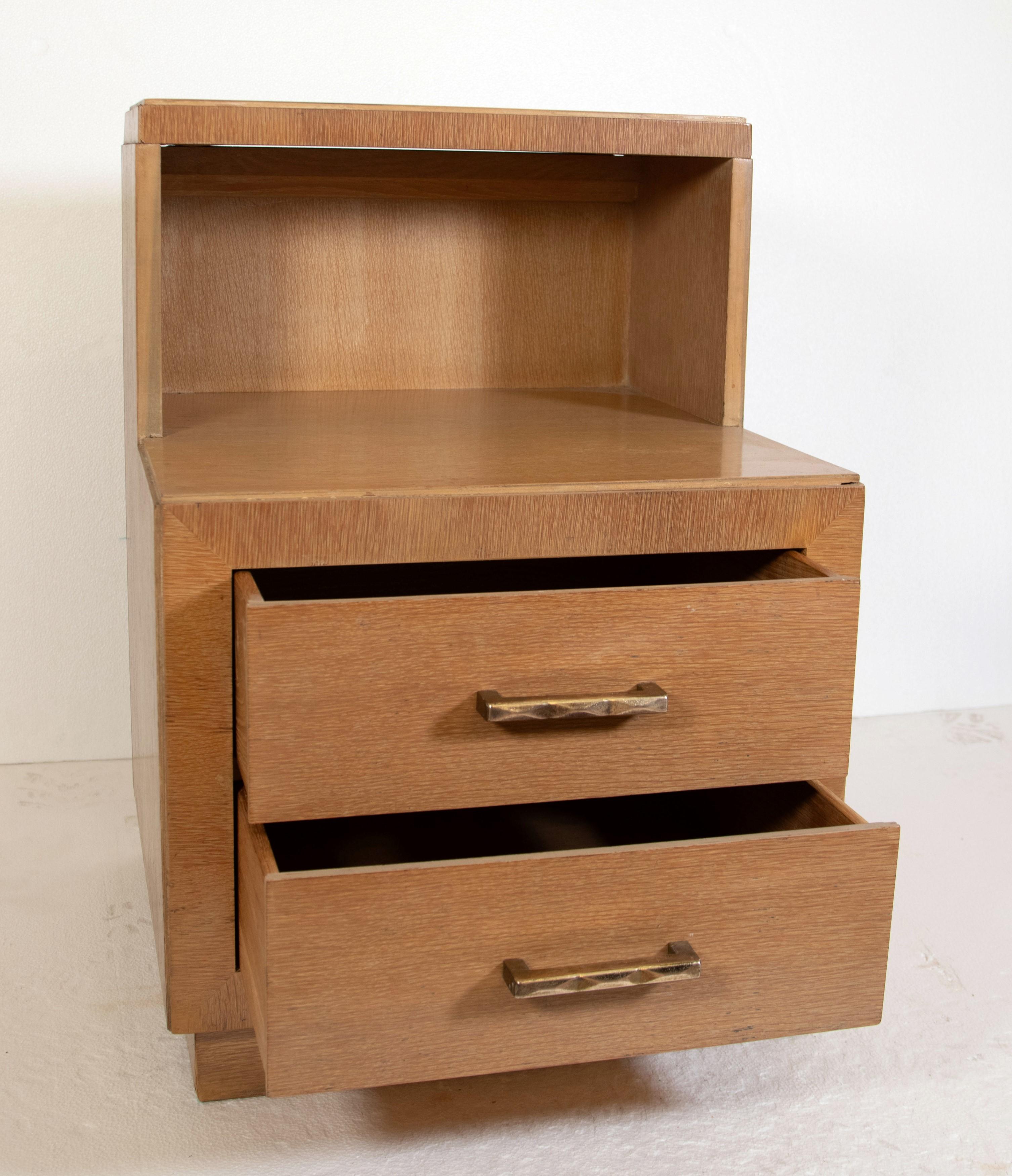20th Century Modern Blonde Storage Two Drawer Nightstand
