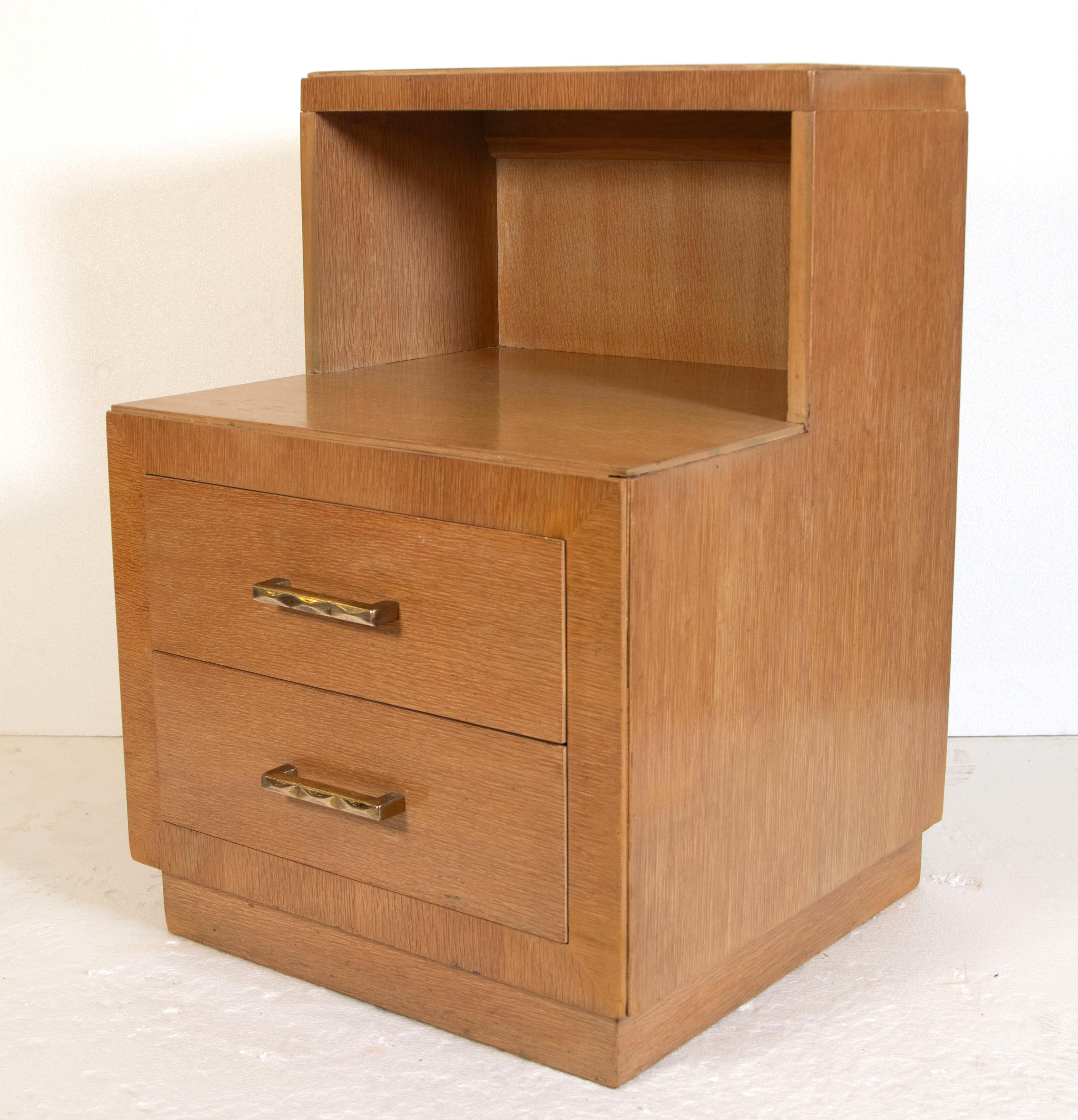 Modern Blonde Storage Two Drawer Nightstand 1