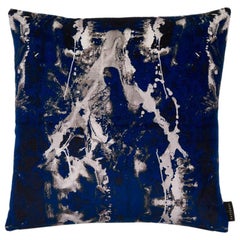 Modern Blotto Navy Cotton Velvet Cushion by 17 Patterns