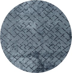 Modern Blue Abstract Repeat Pattern Luxury Area Round Rug