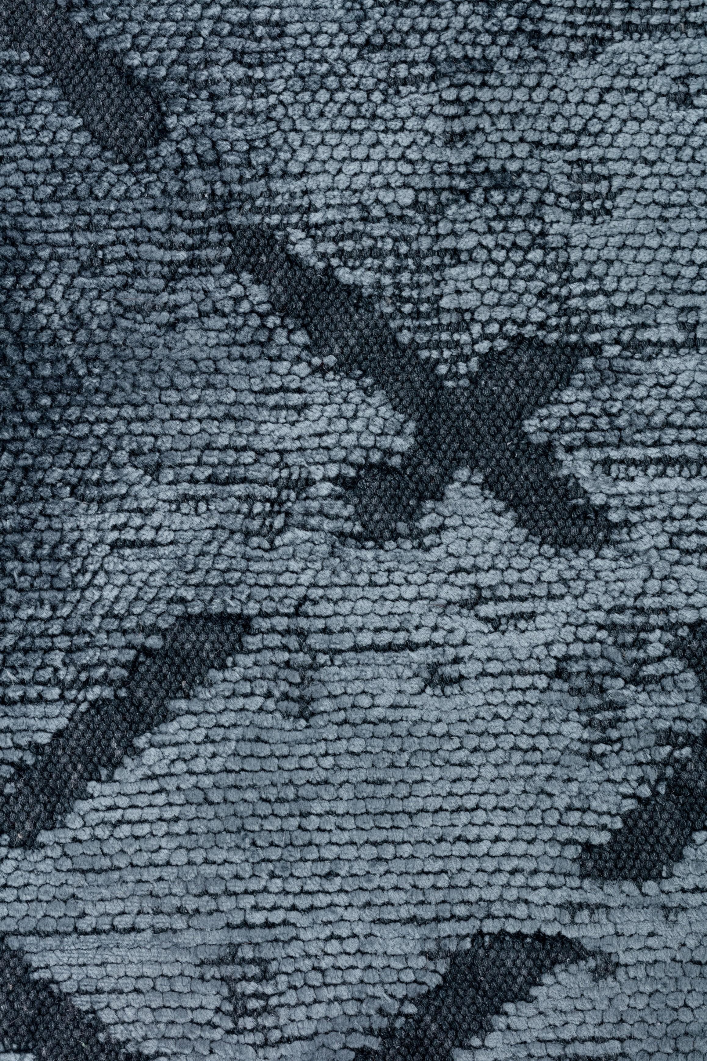 Moderner blauer abstrakter Rapportteppich Luxusbereich Rundteppich im Zustand „Neu“ im Angebot in New York, NY