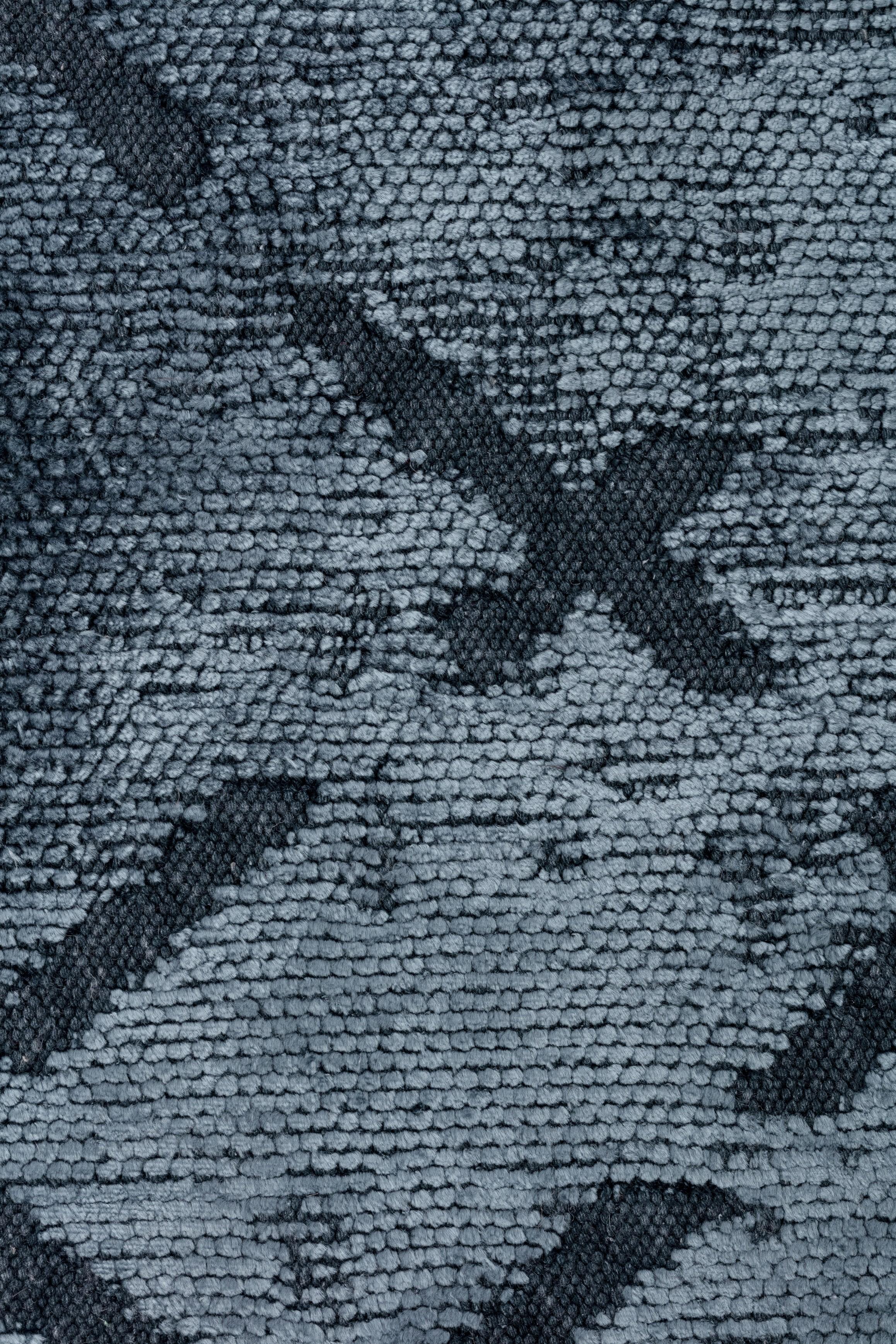 Alfombra redonda de lujo de diseño abstracto azul moderno en Nuevo estado para la venta en New York, NY