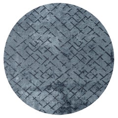 Modern Blue Abstract Repeat Pattern Luxury Area Round Rug