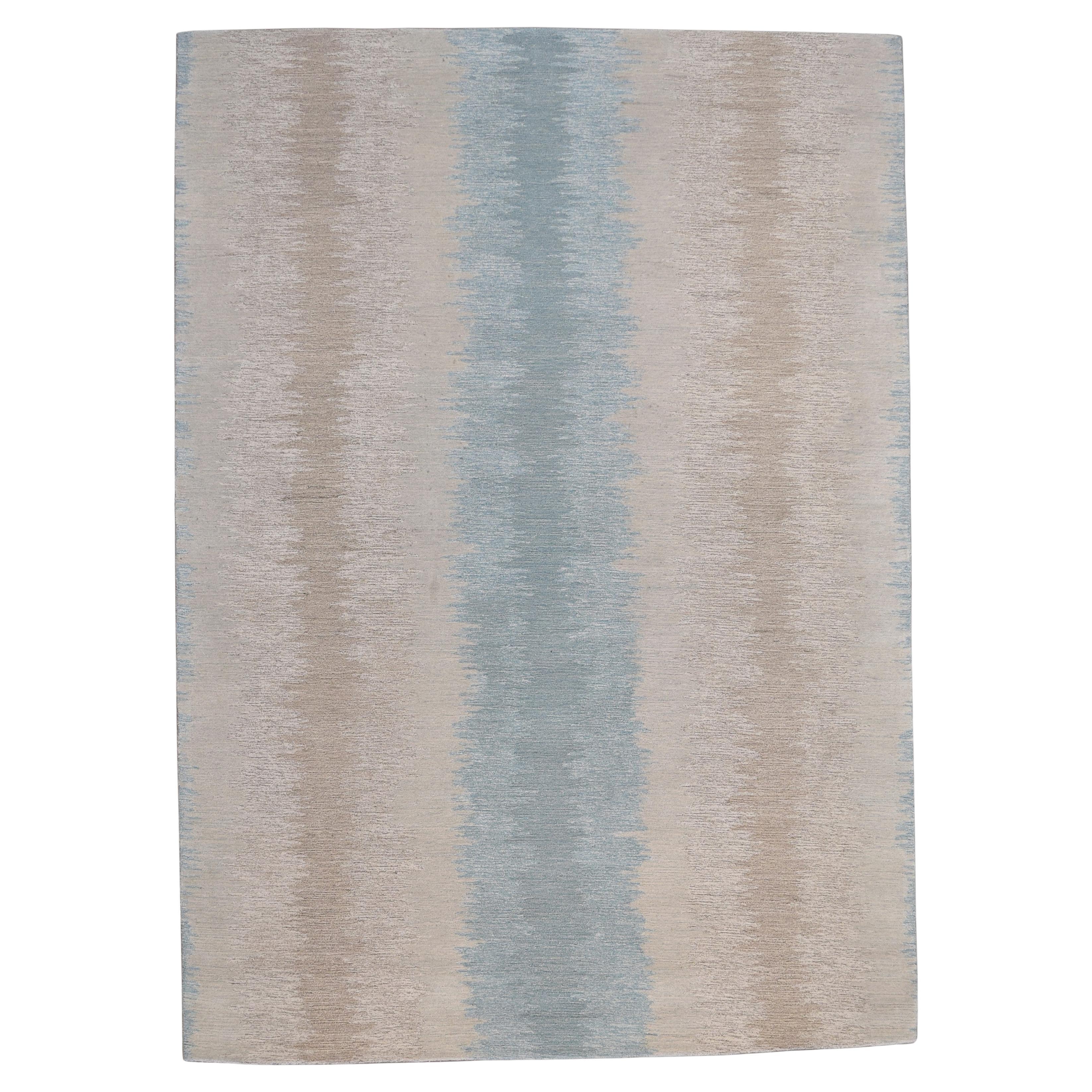 Modern Blue and Beige Gradient Designed Wool Rug 8'2''x11'