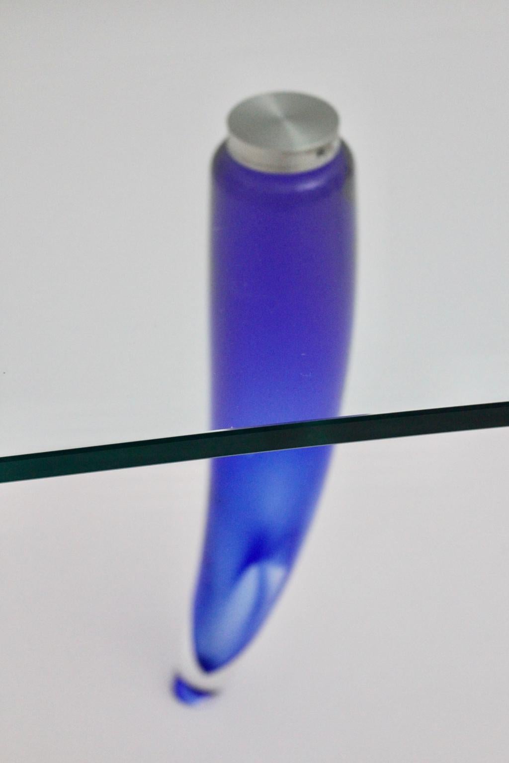 Table basse moderne en verre vintage bleu et transparent Seguso attr. Italie:: vers 1980 en vente 12