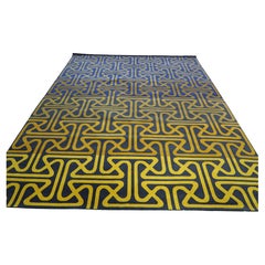 Modern Blue and Gold Handwoven Rug from Labyrinth Collection by Gordian Rugs
