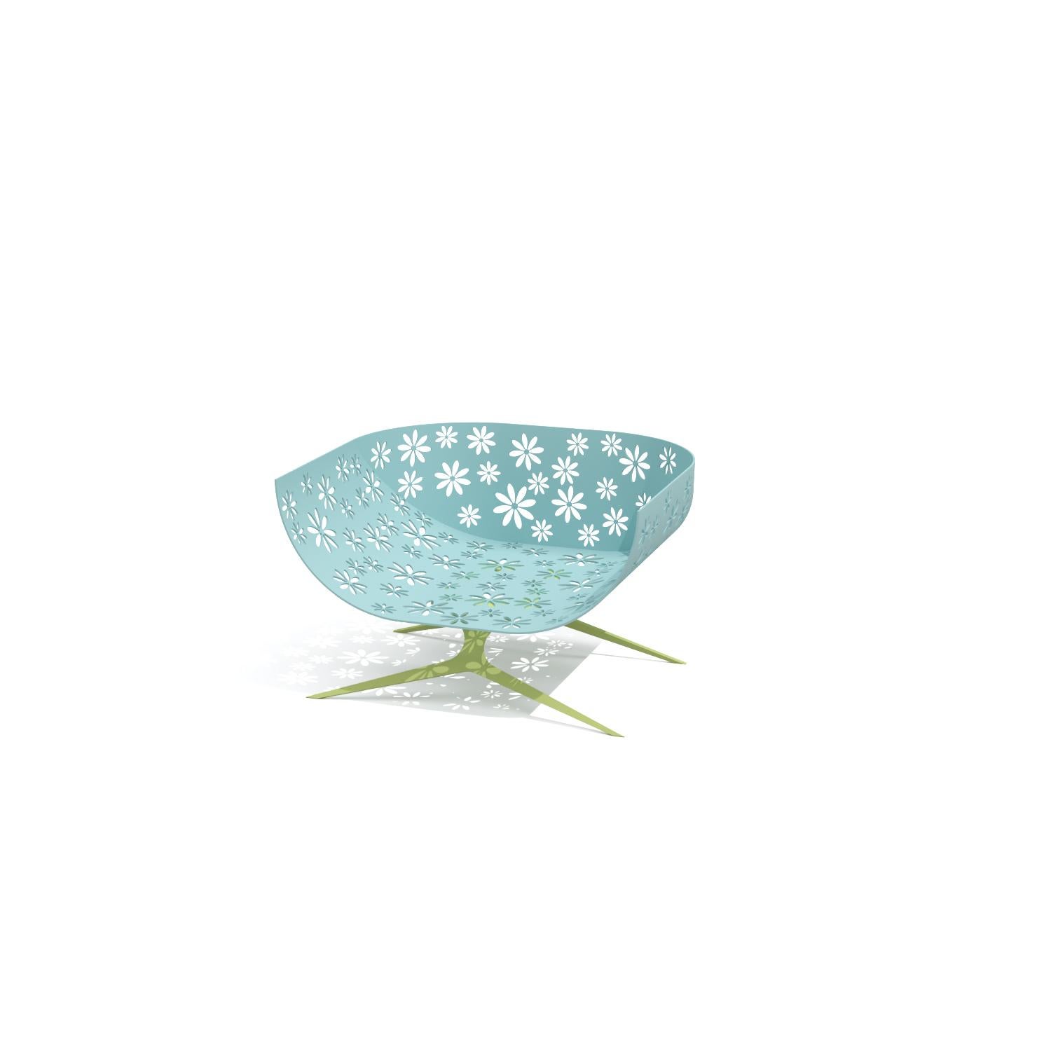 Mesa de centro cuadrada de exterior moderna azul y verde con diseño floral en venta 6
