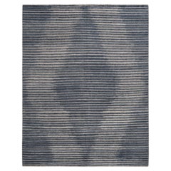Modern Blue and Grey Striped Diamond Designed Rug 8'x10'3''