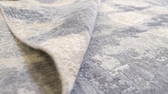 Modern Blue and Ivory Cloudscape Designed Wool and Silk Rug 9'x12'