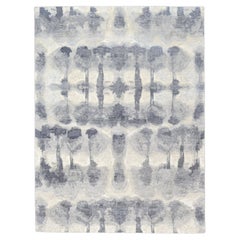 Modern Blue and Ivory Cloudscape Designed Wool and Silk Rug 9'x12'