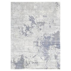 Modern Blue and Ivory Scale Patterned Wool Blend Rug 8'9''x11'10''