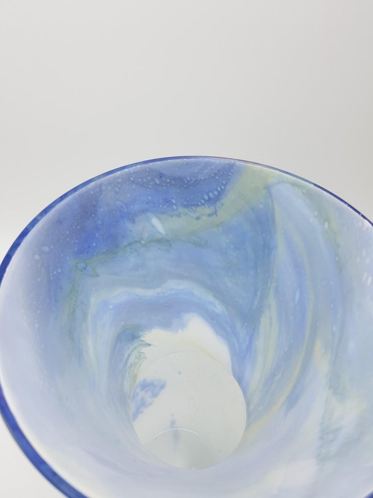Modern Blue and White Murano Glass Vase "Galaxy", by Gino Cenedese