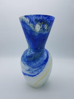 Modern Blue and White Murano Glass Vase "Galaxy", by Gino Cenedese, 1980s