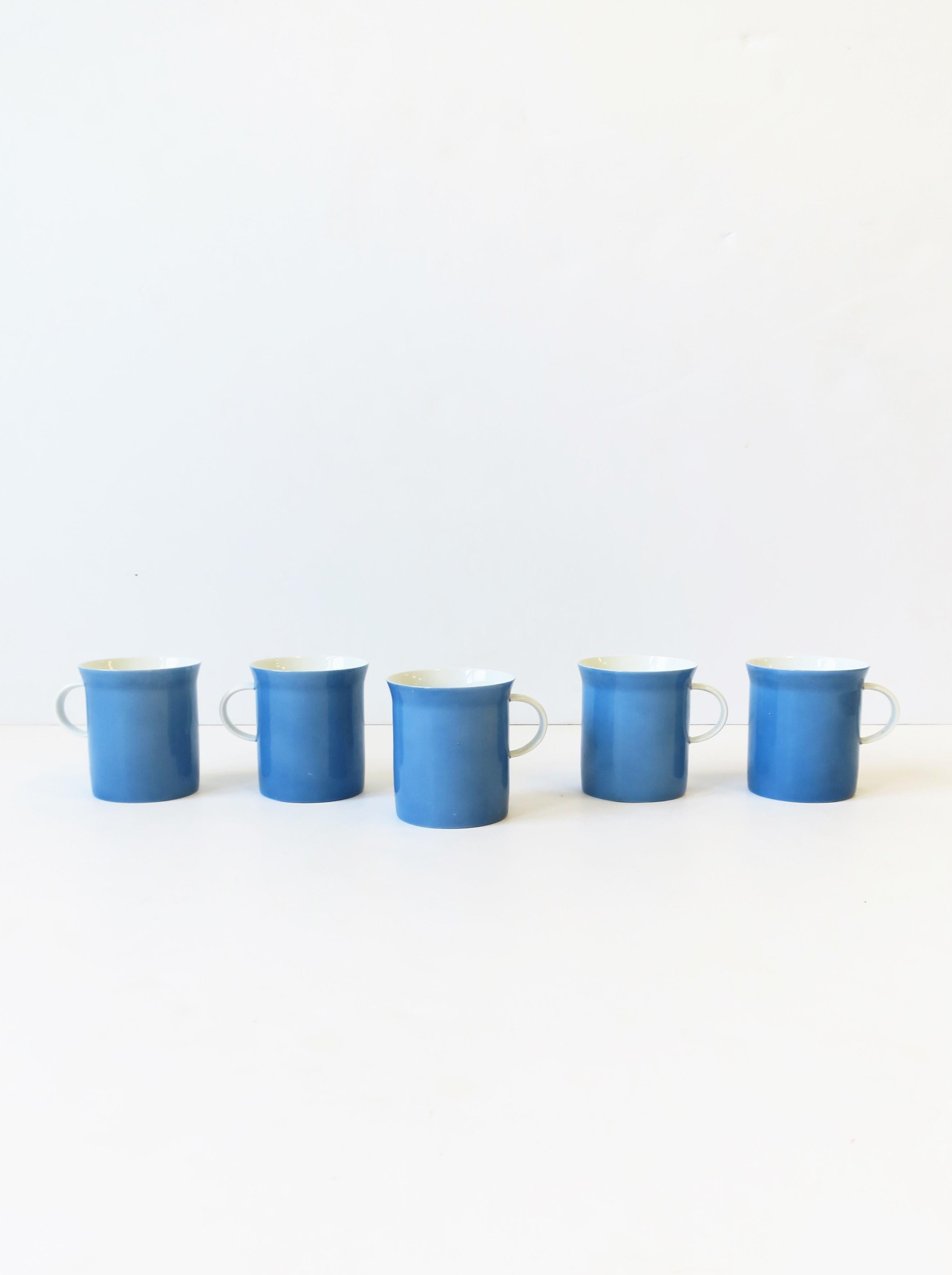German Modern Blue and White Porcelain Coffee or Tea Cups by Rosenthal 