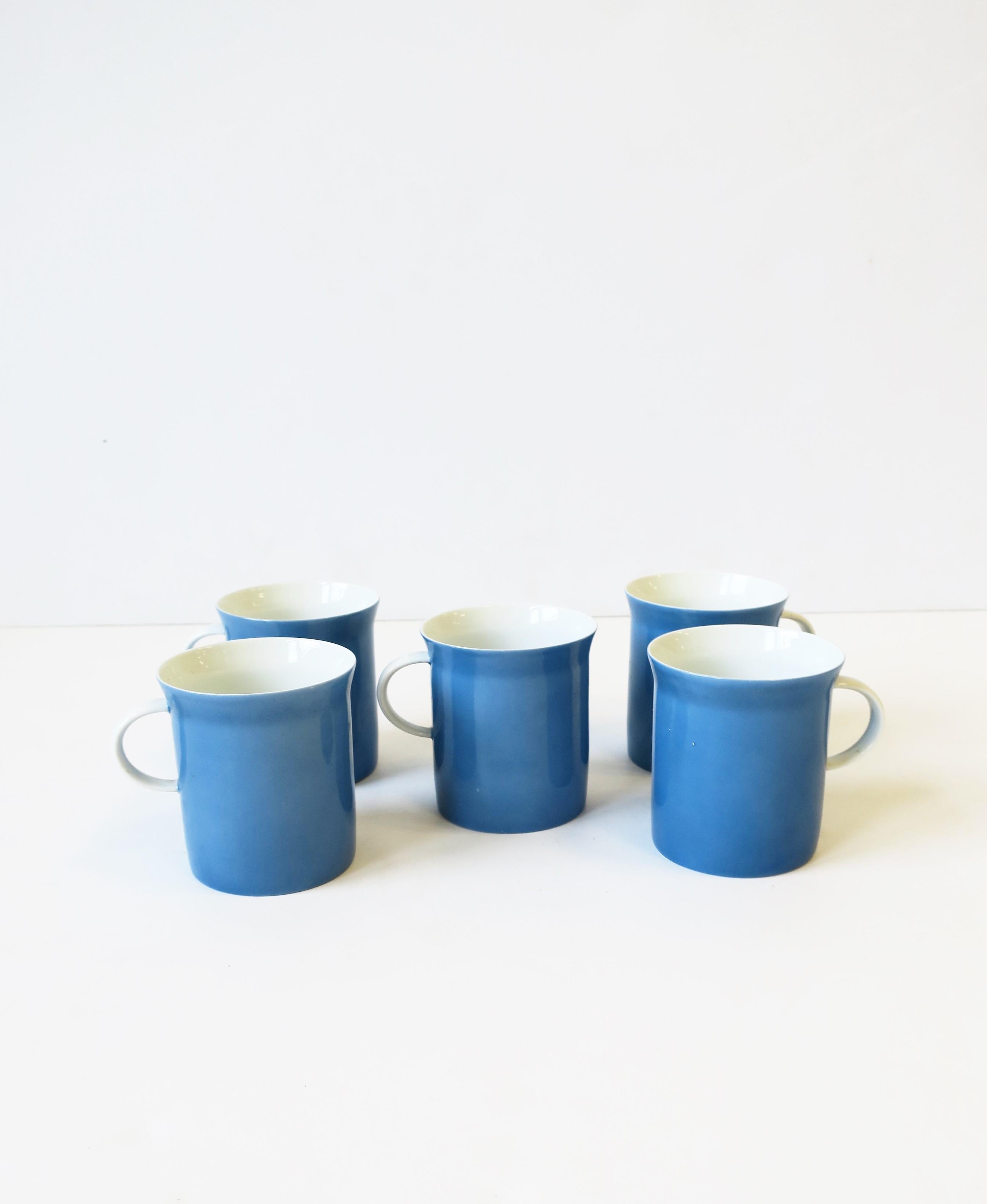 Modern Blue and White Porcelain Coffee or Tea Cups by Rosenthal  In Good Condition In New York, NY