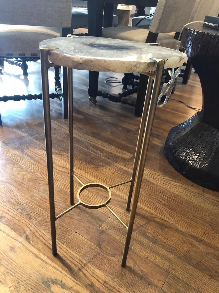 Modern Blue and White Quartz End Table at 1stDibs