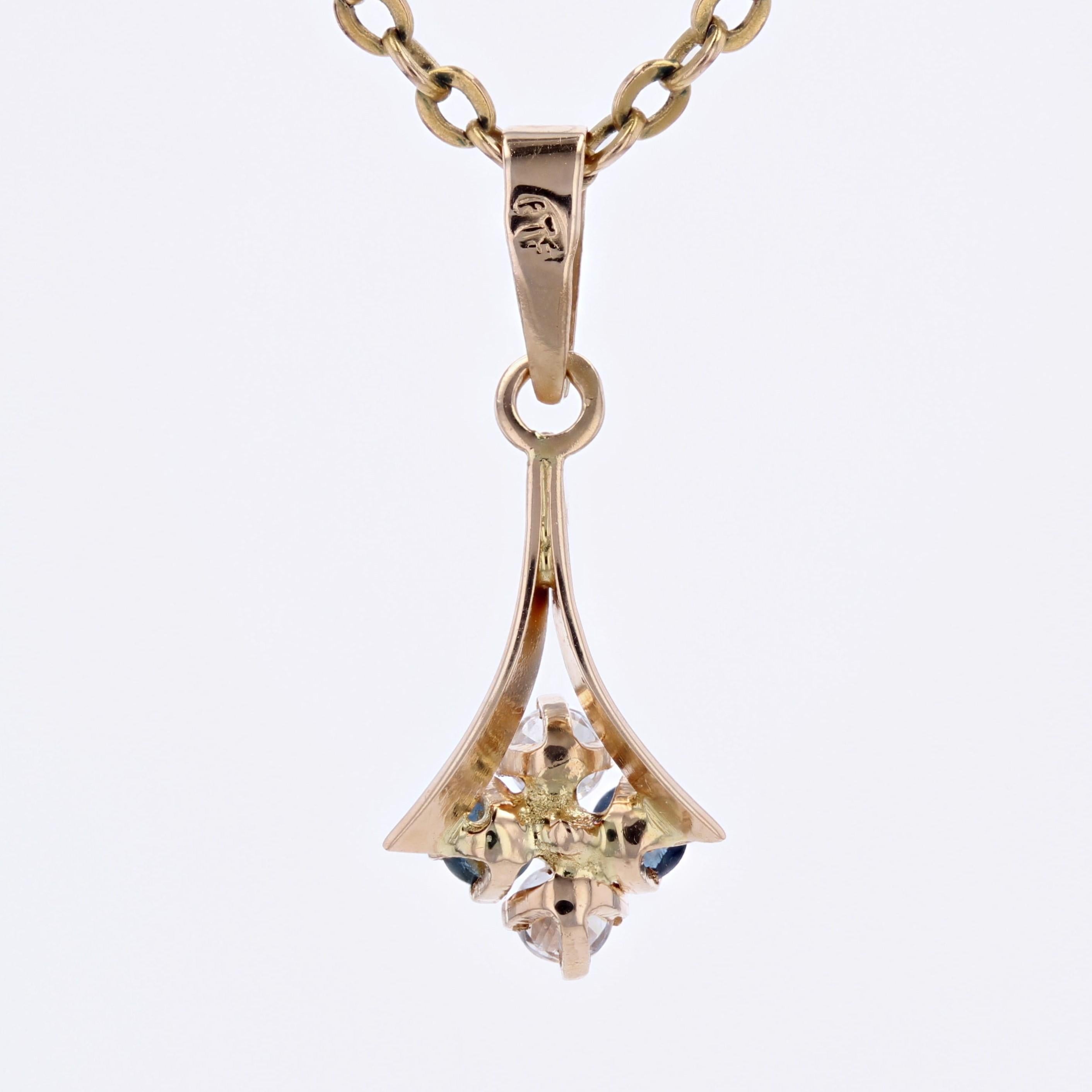 Modern Blue and White Sapphire 18 Karat Yellow Gold Pendant For Sale 3