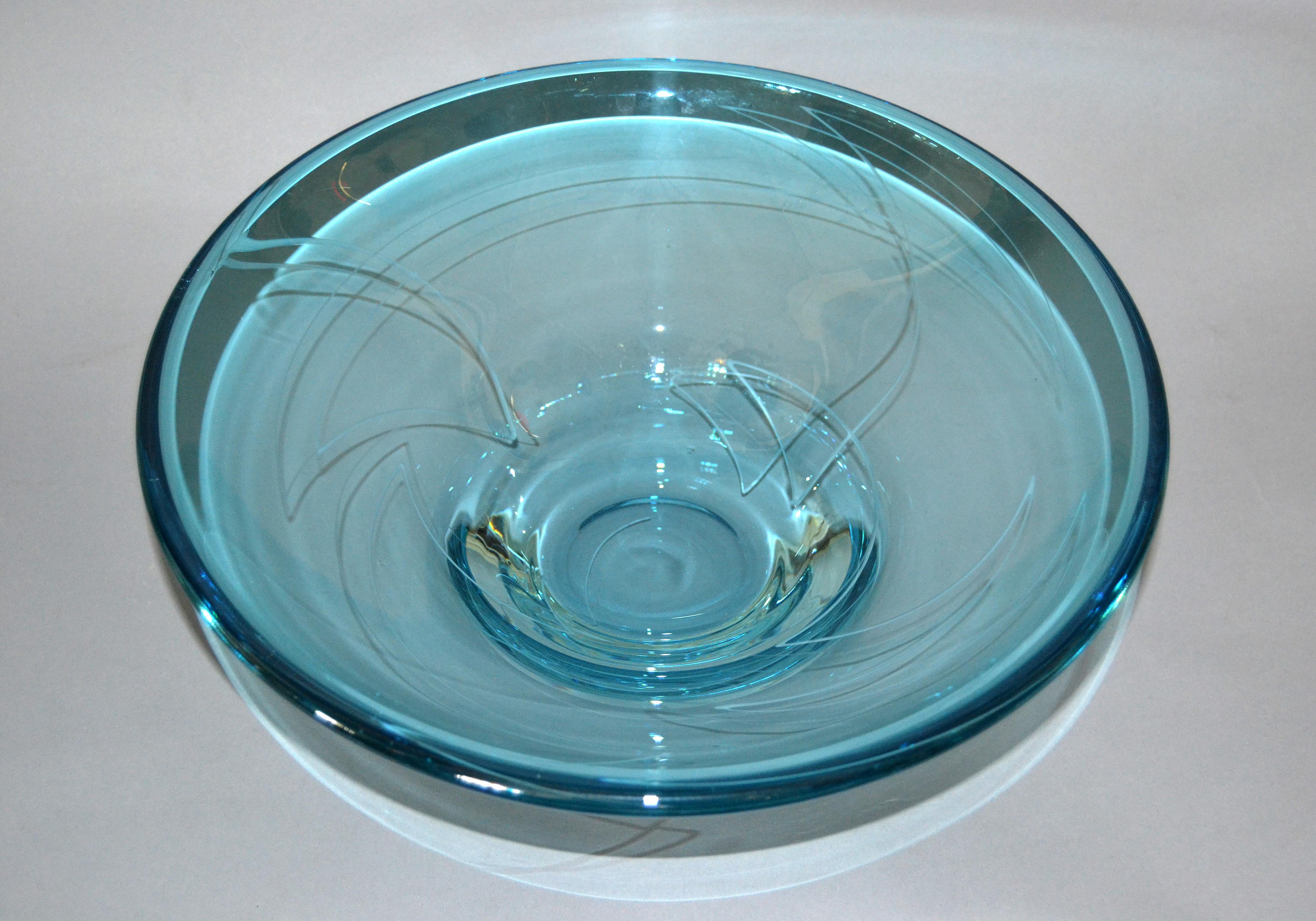 Moderner Tafelaufsatz aus blauem Kunstglas, Schale von Mark J. Sudduth, Studiopiece (amerikanisch) im Angebot
