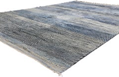 Modern Blue Beni Mrirt Moroccan Rug, Tranquil Shibui Meets Tribal Enchantment
