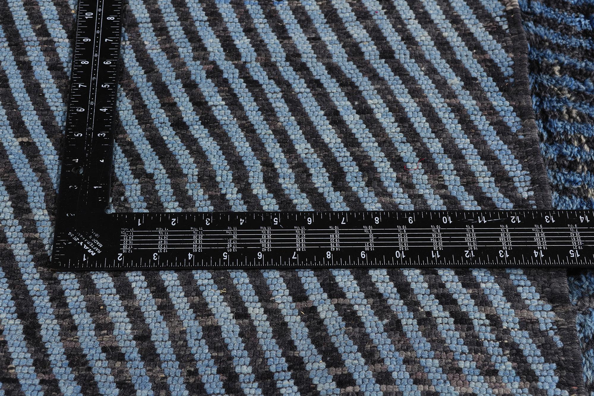 Modern Blue Beni Mrirt Moroccan Rug, Tranquil Shibui Meets Tribal Enchantment For Sale 3