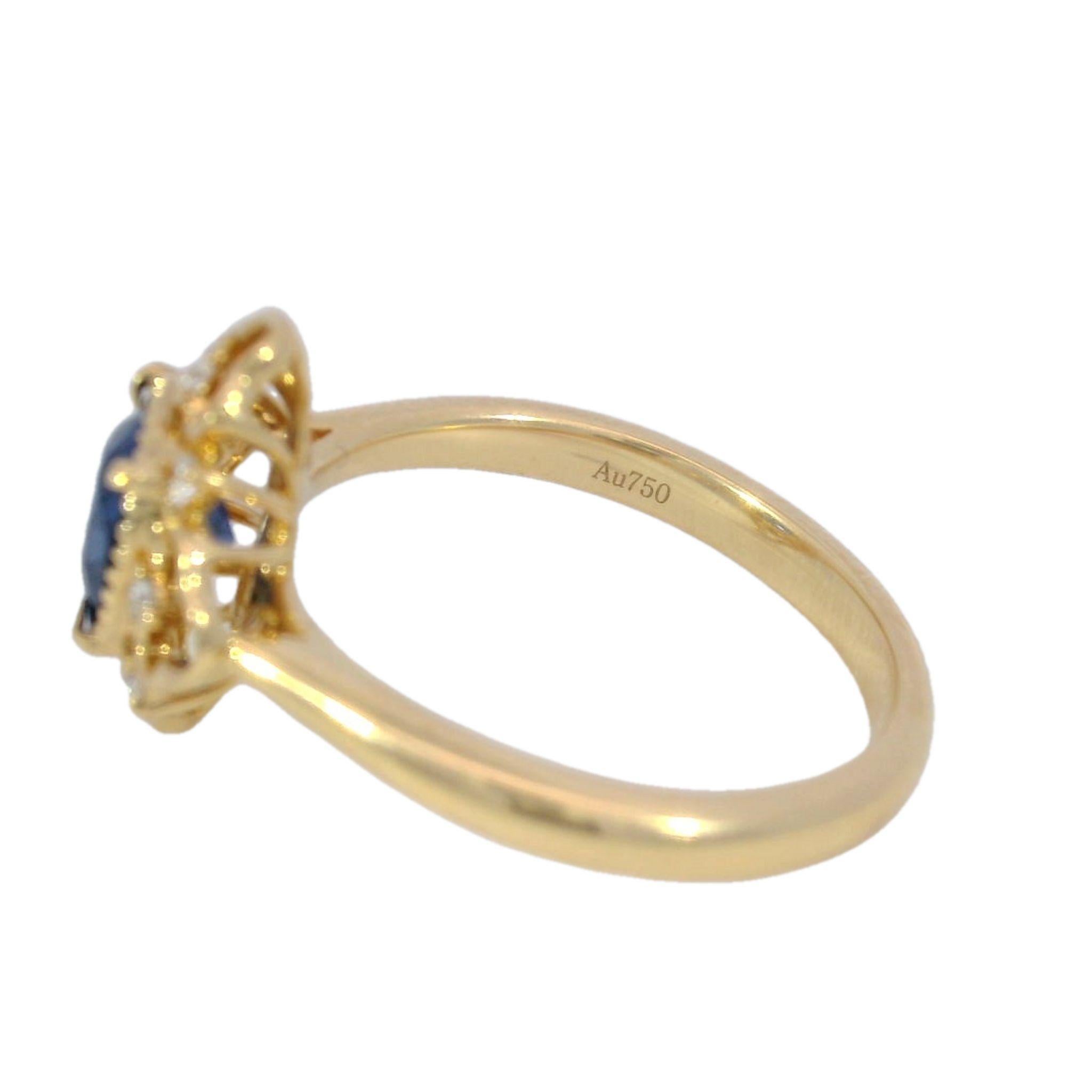 Modern Blue Burma No Heat Sapphire Square Cushion Cut Ring with Diamonds in 18K

This Blue Sapphire Square Cushion Cut Ring is like wearing a little piece of the ocean on your finger. Made in 18K yellow gold, the ring features a deep, vivid blue