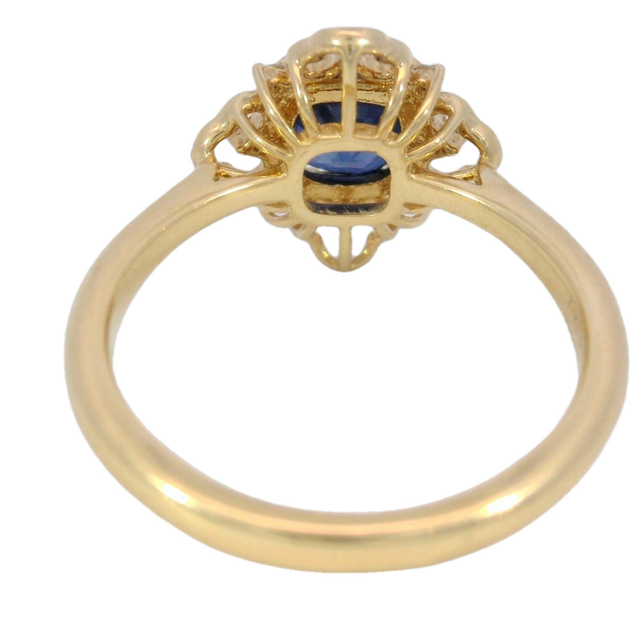 Modern Blue Burma No Heat Sapphire Square Cushion Cut Ring with Diamonds in 18K In Excellent Condition For Sale In Fairfield, CT
