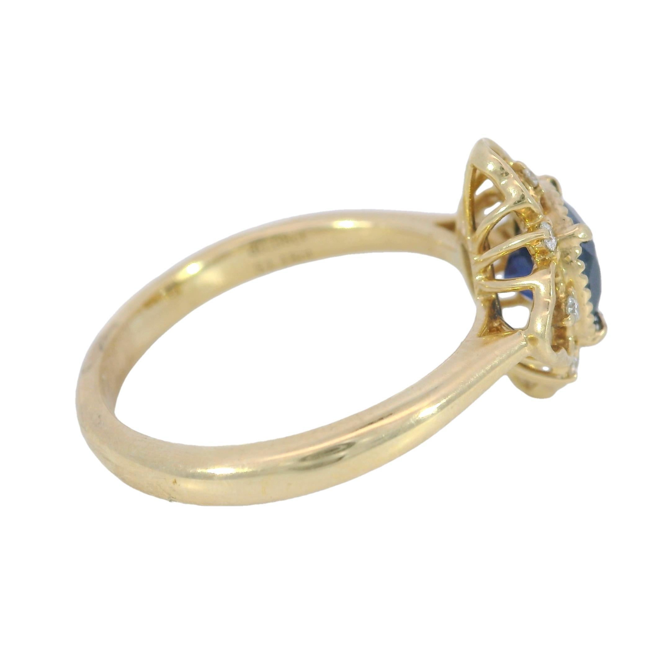 Women's Modern Blue Burma No Heat Sapphire Square Cushion Cut Ring with Diamonds in 18K For Sale