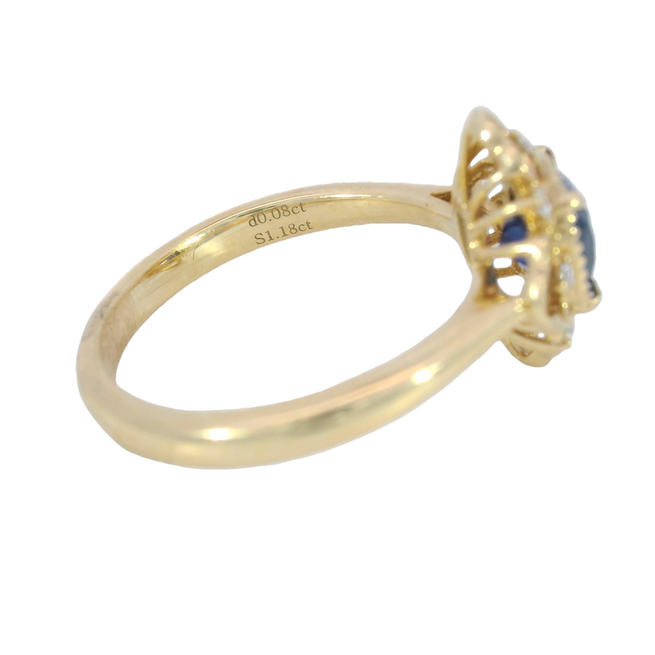 Modern Blue Burma No Heat Sapphire Square Cushion Cut Ring with Diamonds in 18K For Sale 1