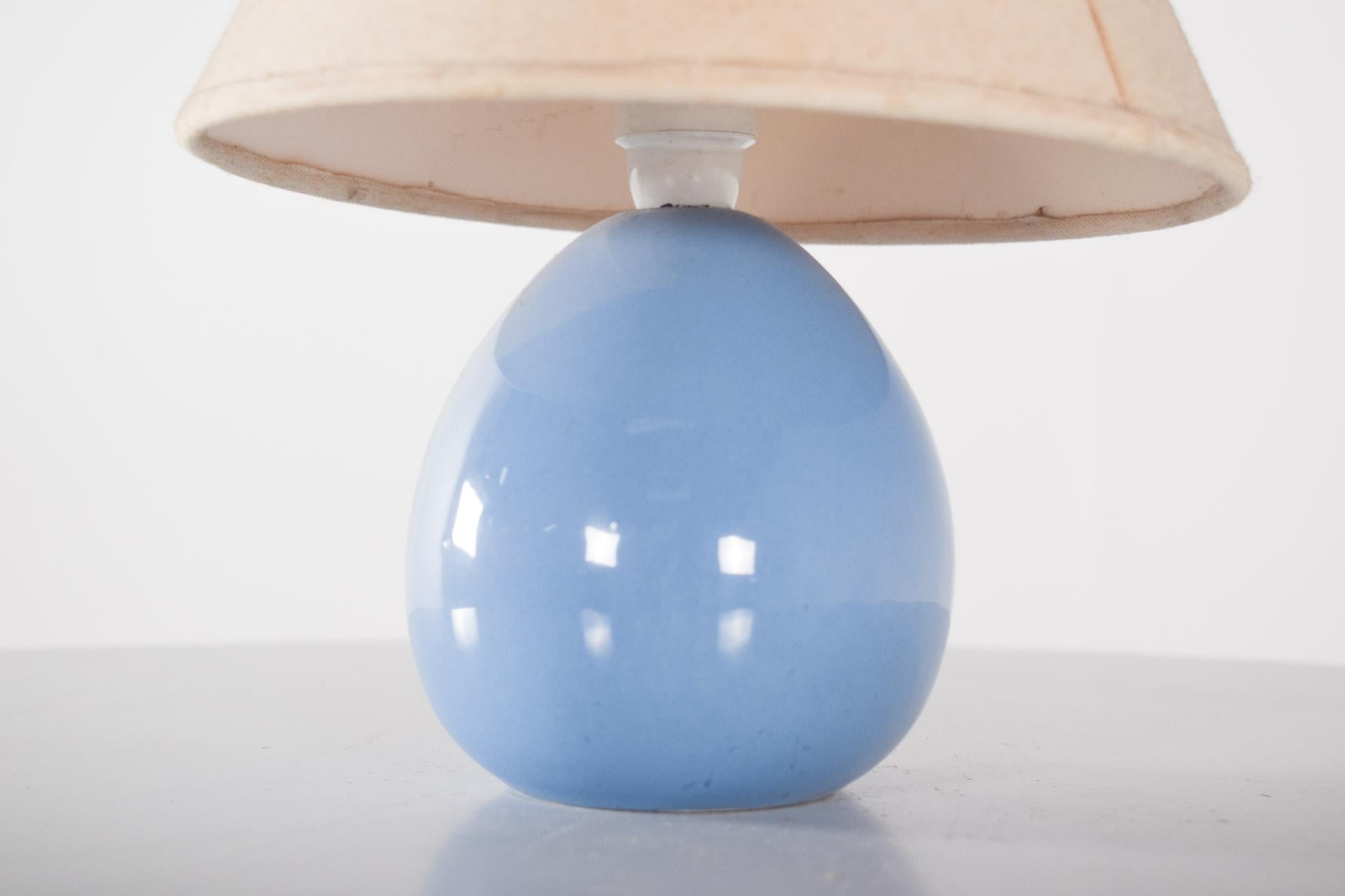 Portuguese Modern Blue Ceramic Table Lamp For Sale