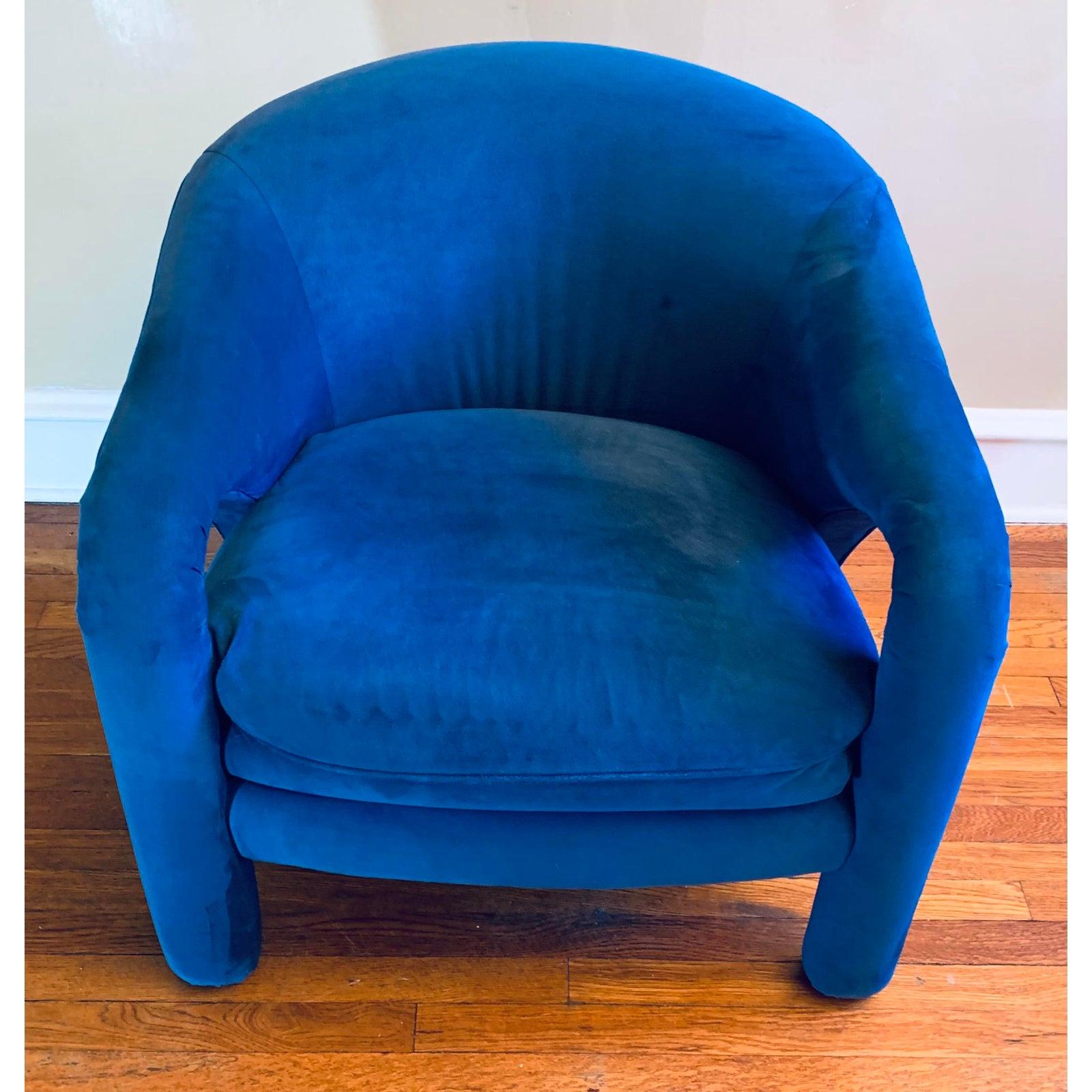 Post-Modern Modern Blue Club Chair in the Style of Vladimir Kagan