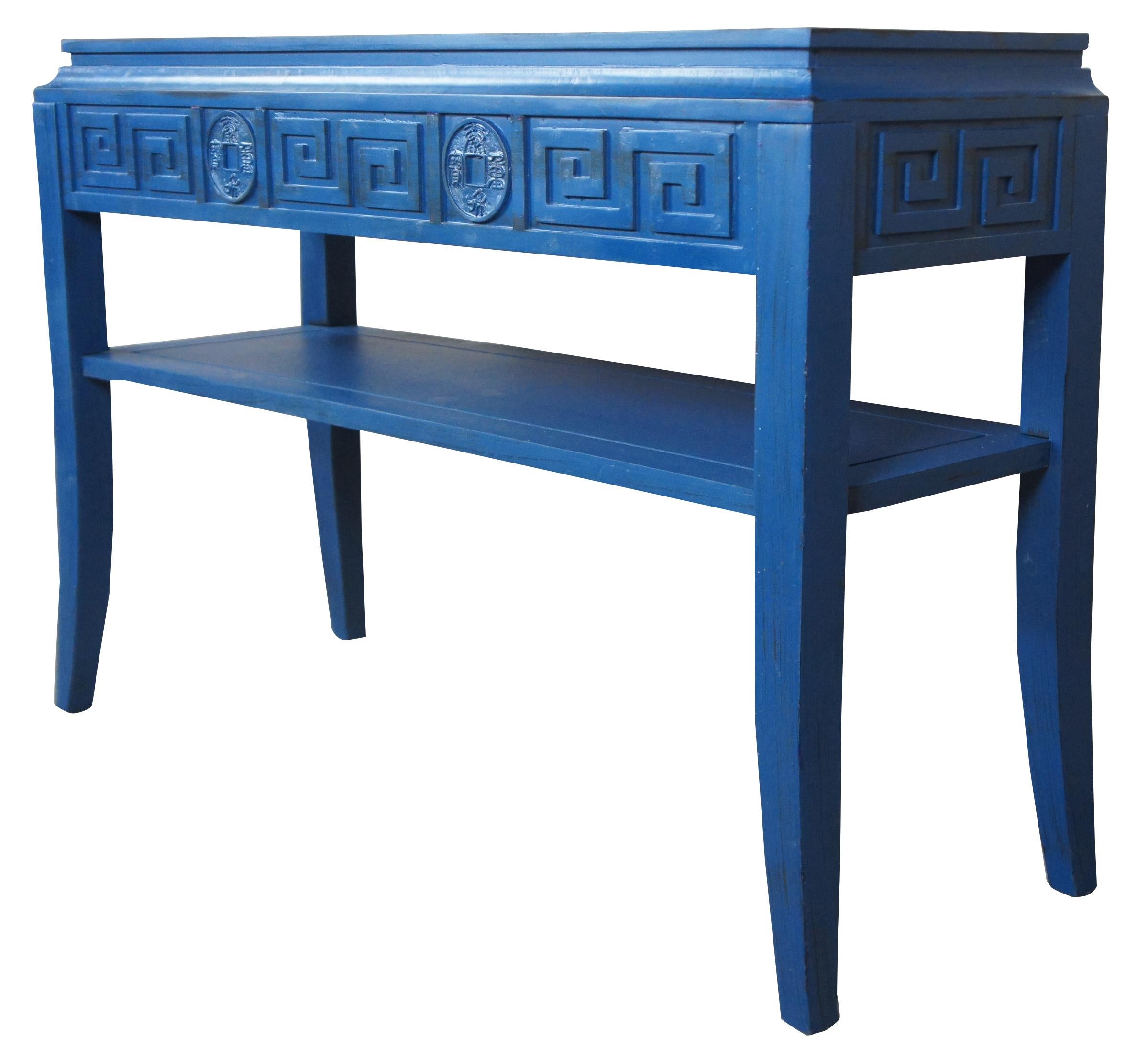 modern blue console table