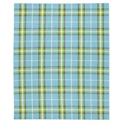 Modern Blue Kilim Flatweave Geometric Check Pattern Wool Rug