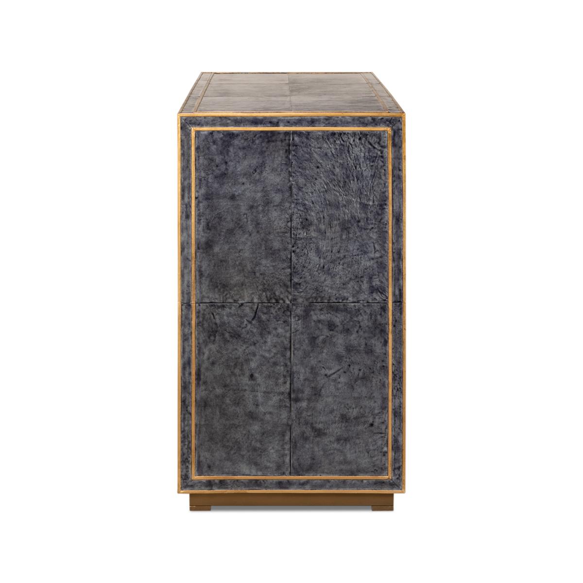 Modern Blue Leather Cabinet For Sale 2