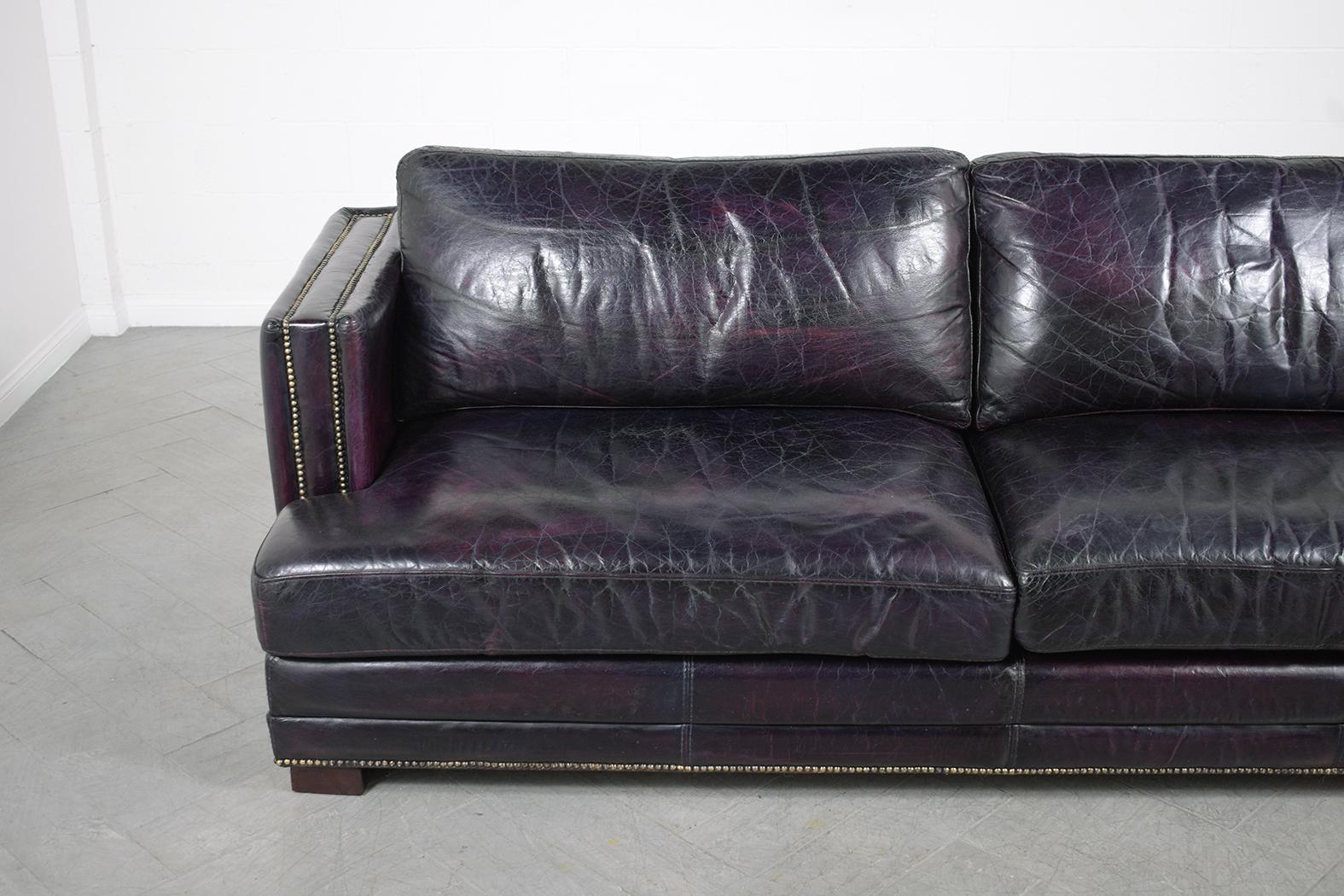 American Mid Century Modern Two Seat Leather Sofa